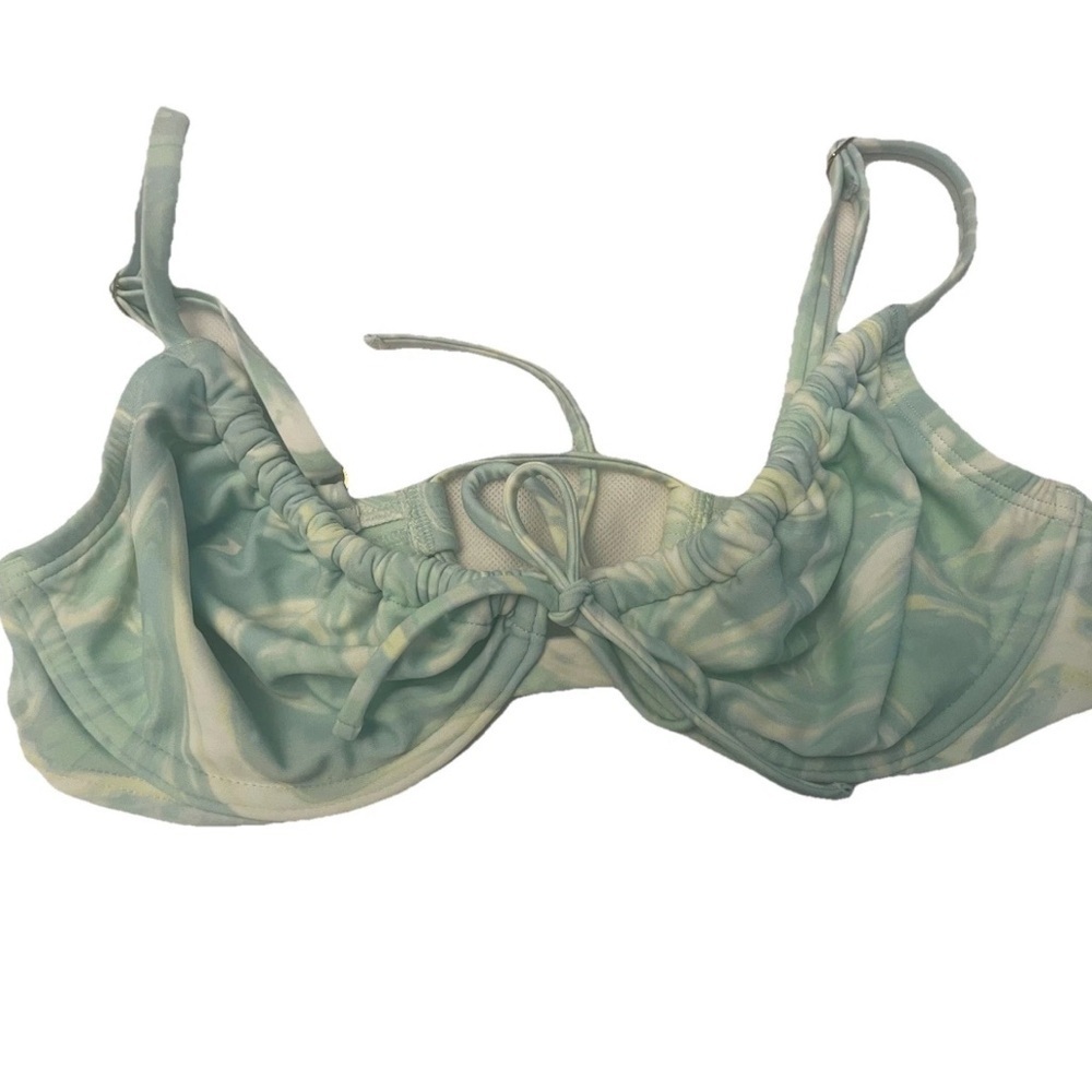 NWOT Hollister Women's Cinch Plunge Bikini Top (Green SwirlPattern Size M - Picture 2 of 5